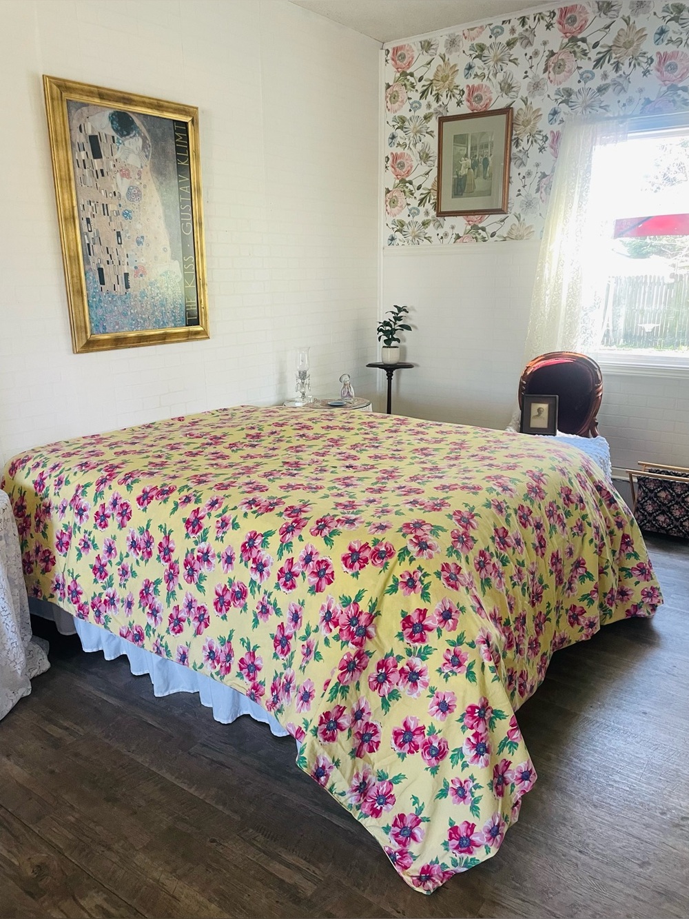 Ralph Lauren Chelsea Duvet Pink Flowers on Yellow Seersucker Cotton 90x96